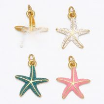 OCESRIO Small Cute starfish Charms for Jewelry Making Gold Plated Copper CZ Findings for Diy chma147
