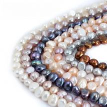 7-8mm Baroque Potato Shape Natural Pearl Freshwater Loose Diy Jewelry Making Beads 14inch