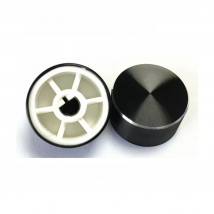 2 Pcs 22x12mm 6mm Shaft Hole Aluminum Alloy Potentiometer Knob Black (Half-axis D-axis)