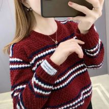 Fdfklak Stitching Color Winter Sweater Women Thick Spring Autumn 2025 New Student O Neck Pullover Korean Loose Tops Jersey Mujer
