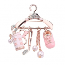 Fashion Cute Pink Mini Coat Hanger Brooches Enamel Rhinestones Women Pins Jewelry Dress Silk scarf Accessories Gifts