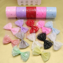 6cm / 12cmX5Yards Glitter Star&Dot Tulle Colorful Mesh Ribbon DIY Headband Pom Baking Gift Wrapping Material Party Decoration