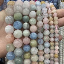 AAAAA Natural Morganite Stone Beads Round Loose Spacer Beads for Jewelry Making 15"strand 4/6/8/10/12mm DIY Bracelet Accessories