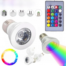 E27 E14 GU10 GU5.3 MR16 LED RGB Spotlight Bulbs 3W Remote Control Home Decoration Color Changing Light Lamps