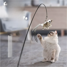 Simulation Bird Interactive Funny Cat Stick Toy Furry Feather Bird With Bell Sucker Cat Stick Toy Kitten Playing Pet Accessories