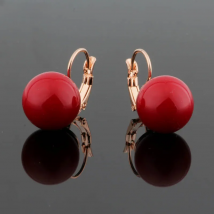 Simple Round Pearl Earrings 585 Rose Gold Color Copper Drop Earrings For Women Red Colors And White Best Friends Gift
