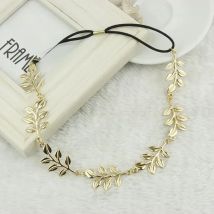 New Headband Fashion Gold Color Leaves Elastic Women Cute Solid Bride Hair Band Wedding Hairwear Party gift Jewelry A5047