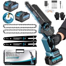 Mini motosega da 8 pollici con batteria, motosega a batteria da 8000 mAh 1200 W – Per potatura di alberi, lavorazione e progetti fai da te