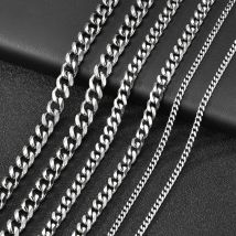 3mm 7mm Wide Stainless Steel Chain Cuban Link Chains Chokers Necklace For Mens Jewelry Silver Plated Solid Metal Fashion Jewelry