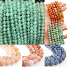 Natural Stone Beads 4-12mm Green Pink Aventurine Jades Round Loose Beads for Jewelry Making DIY Bracelet Matte Mineral Bead 15''