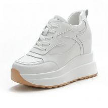 Fujin 10cm 4 inch Platform Wedge Sneakers Chunky Shoes Genuine Leather for Women Summer Shoes Autumn Walking Sneakers Fashion