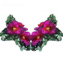 1 Pair  Large Sequins Sticker Rose Flower Patches Sew on Jeans Clothes Decoration Applique DIY Accessories