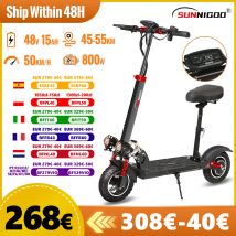 Scooter elettrico potente da 800 W 48 V 15 Ah Velocità massima 50 km/h Portata 50 km Pneumatici da 10 pollici Doppio scooter pieghevole con assorbimento degli urti per adulti