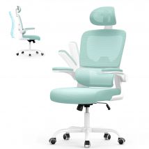 Silla de oficina ergonómica, silla de escritorio con reposabrazos plegables, respaldo ajustable en altura y transpirable, silla giratoria 360 °