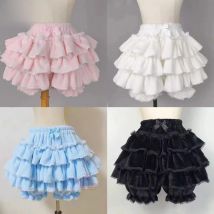 Harajuku Y2k Sweet Pink White Pumpkin Pants Lolita Autumn Winter JK Plush Shorts Japanese Kawaii Ruffles Lantern Shorts