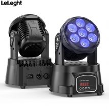 LeLeght 2Pcs 7x15W LED Moving Head Light 4 IN 1 RGBW DMX512 Professional Stage Effect Wash Light for DJ Party Music Dance Club