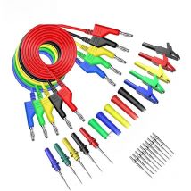 YPioneer P1036B 4mm Banana to Banana Plug Test Lead Kit with Alligator Crocodile Clips Wire Piercing Probes for Multimeter