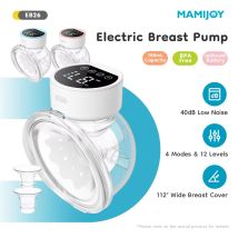 MAMIJOY Tiralatte elettrici indossabili 4 modalità 12 livelli Tiralatte portatile a mani libere Comfort silenzioso con flangia da 19/24 mm EB26