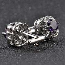 Fashion Luxury Crystal Cufflinks 2 Colors Option White Qurple Top Quality Rhinestone Design Hotsale Cufflink Whoelsale & Retail