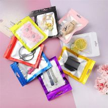 50pcs Matte Aluminum Foil Zip Lock Gift Packaging Bag Resealable Nail Beauty Eyelash Beauty Bracelets Xmas Office Window Pouches