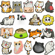 Hot Sale 1Pcs Cute Cats Shoe Charms Pin for Crocs Accessories Decoration Shoe Bracelet Wristband DIY Girls Women Party Gifts