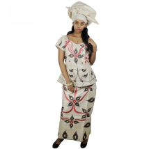 African Dresses For Woman Bazin Riche Embroidery Top Wrapper Scarf