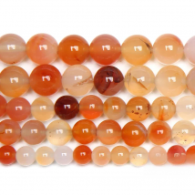 Natural Smooth Orange Red Agate Round Loose Beads 15" 6 8 10 12MM Pick Size For Jewelry Making DIY