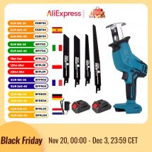 Piła szablasta akumulatorowa 100 mm, 3000 obr./min, z regulacją prędkości, do cięcia metalu i drewna, kompatybilna z akumulatorami Makita 18V.