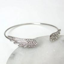Wholesale Angel Wings Bracelet Adjustable Women Silver Cuff Feather Jewelry Gift Open Bracelet Silver Crystal Pulseira Feminina