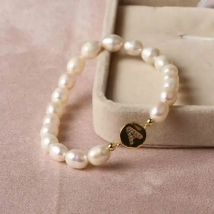 Fashion Initial 26 Letter Bracelet Natural Freshwater Pearl A-Z Alphabets Bangles Cubic Zircon For Women Custom Jewelry Gift