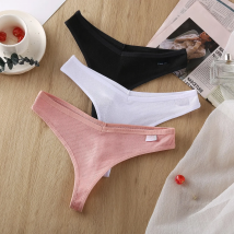 FINETOO 3PCS Sexy Panties Women Cotton G String Female Underwear Pantys Low Waist Thongs T Back Intimates V Waist Lingerie
