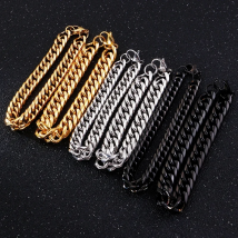 KALEN 16-25CM Muilti-Size Link Chain Bracelet For Men Women Stainless Steel 9mm11mm GoldBlack Chain Bangle