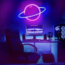 1Pc, Planet Shape Neon Light,Usb or Battery Powered,For Game Room,Bedroom,Party,Birthday Arrangement,Gifts(Battery Not Included)