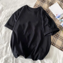 Summer Black Top T Shirt Female Solid Cotton O-Neck Short Sleeve Tshirts for Women Fashion Casual Sport Femme T-Shirt Clothing