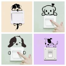 Cute Dogs Switch Panel Stickers For Home Decoration Diy Cartoon Puppy Animals 3d Vinyl Mural Art Kids Room Wall Decals Posters