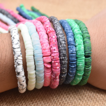 Yanqi  6x1mm Two-Tone Color Flat Round Polymer Clay Beads Loose Spacers Mix Vinyl Disc Beads For DIY Jewelry Making Bracelet