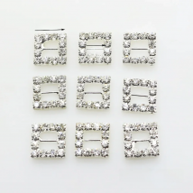 Small Buckles 10Pcs/Lot Metal 10mm Rhinestone Buckle Sliders For Bags Clear Crystal Ribbon Buckles For Wedding Decoration