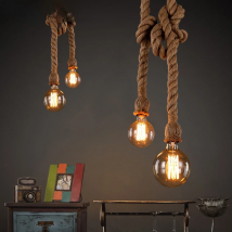 Vintage Hemp Rope Pendant Lamp Base E27 1m 1.5m 2m 2.5m 3m 85-265V Loft Industrial Retro Hanging Edison ST64 G95 Pendant Light