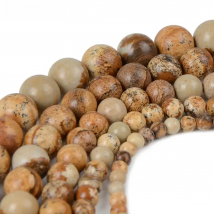 Chanfar Brown Round Picture Stone Beads Natural Stone Beads for Jewelry making 4/6/8/10/12mm
