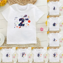Customized Name It Is My Birthday Space Number 2-10 T-Shirt Astronaut Rocket Print T-Shirts Gift Boys Girls Kids Clothes Tops