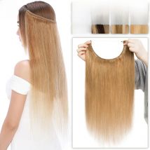 TESS Natural Hair Extensions Bundles Human Hair 16-24inch 60g-80g Wire In Hair Extensions Straight Hairpiece Invisible Fish Line