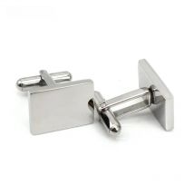 Blanks 316L Stainless Steel Cuff Links Men Shirt Accessory Classic Silver Color 1 Pair