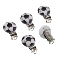 5PCs Wood Baby Pacifier Clips Football Metal Holders Cute Infant Soother Clasps Funny Accessories 4.8*2.9cm