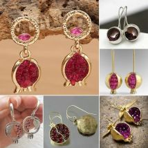 Boho Vintage Gold Silver Color Fruit Pomegranate Drop Earrings for Women Red Stone Stud Earrings Jewelry Gifts Drop Shipping