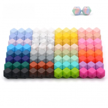 LOFCA10pcs 14mm Mini Hexagon silicone beads Baby Teether BPA Free DIY Necklace Pacifier Chain Baby Teething Care Infant