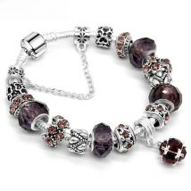 2021 Valentine's Day Gif Crystal Crown Charm Bracelets Fit DIY Silver Color Snake Chain Brand Bracelets for Women Wife Jewelry