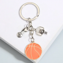 Metal Enamel Sports Keychain I Love Basketball Key Ring Basketball For Athletes European Cup Men's Gifts DIY Handmade Jewelry