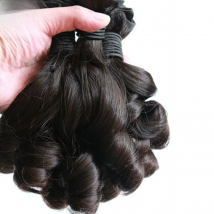Double Drawn Human Hair Bundles Remy Brazilian Bouncy Curly Weave Real Human Hair Extensions Aunty Fumi Curl With Closure Luffy