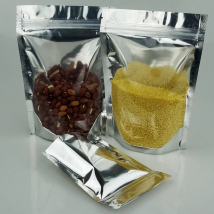 16x24cm 100pcs One Side Transparent Stand Aluminizing Foil Zip Lock Bags with Front Clear Plastic Snacks Food Pouch Zipper Close