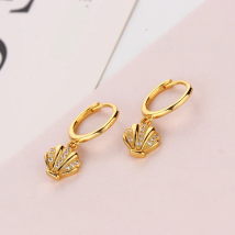 Small Circle Gold Color Sea Shell Zircon Pendant Piercing Hoop Earrings Female Pendientes 2025 Fashion Jewelry Brincos